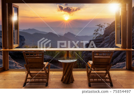 Cafe bar and Mountain view. Cafe bar and Mountain view. 75854497