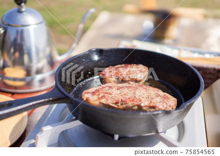 Beef steak at camp Beef steak at camp 75854565