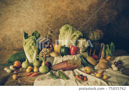 still life Vegetables, Herbs and Fruits still life Vegetables, Herbs and Fruits 75855762