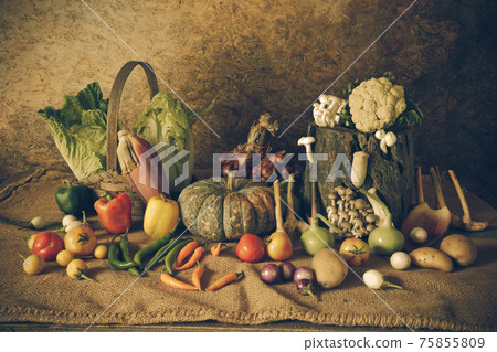 still life Vegetables, Herbs and Fruits still life Vegetables, Herbs and Fruits 75855809