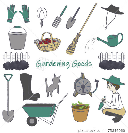 園藝和農業工具的彩色插圖鉛筆觸摸 75856060