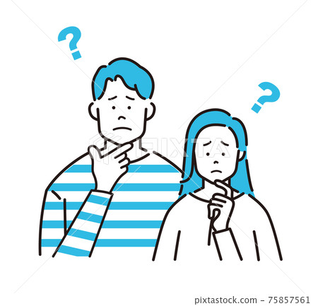 Troublesome face, worried face, upper body, couple 75857561