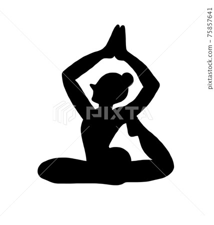 瑜伽姿勢中的女性剪影插圖 75857641