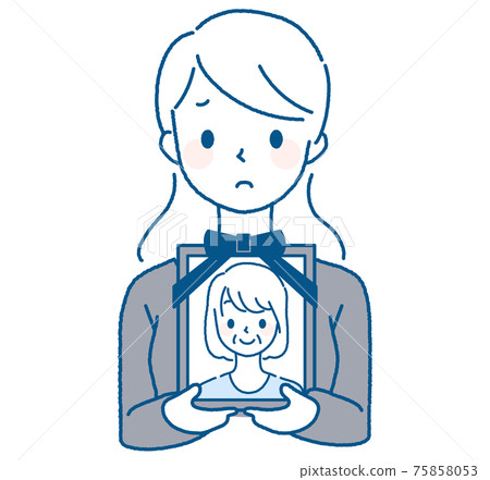 Illustration of a woman in mourning mourner 75858053