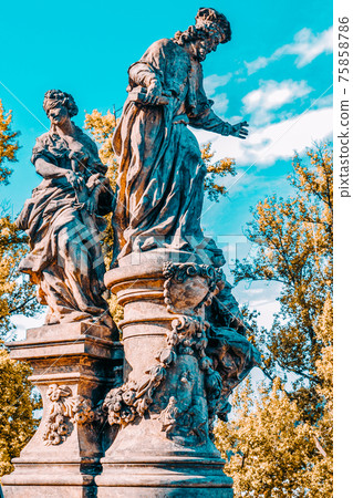 Statue on Charle's bridge. Prague, Statue on Charle's bridge. Prague, 75858786