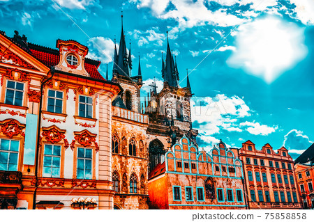Church of Our Lady(Staromestske namesti)on historic square in the Old Town quarter of Prague.It is located between Wenceslas Square and the Charles Bridge.Czech Republic. Church of Our Lady(Staromestske namesti)on historic square in the Old Town quarter of Prague.It is located between Wenceslas Square and the Charles Bridge.Czech Republic. 75858858