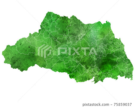 Saitama map watercolor icon 75859037
