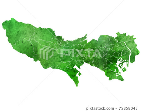 Tokyo map watercolor icon 75859043