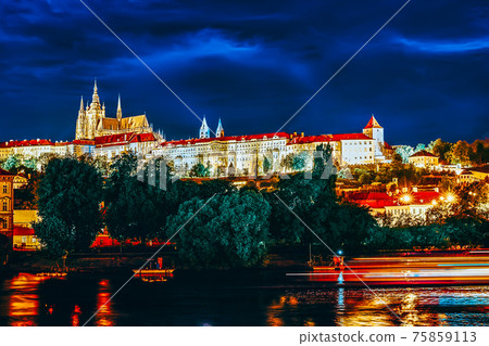 View of Prague Castle from the river Vltava.Czech Republic. View of Prague Castle from the river Vltava.Czech Republic. 75859113