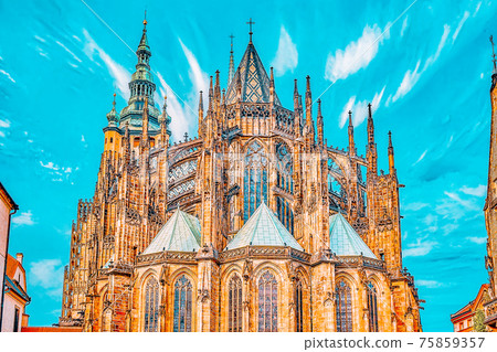 Metropolitan Cathedral of Saints Vitus, Wenceslaus and Adalbert.Roman Catholic metropolitan cathedral in Prague, the seat of the Archbishop of Prague. Czech Republic. 75859357