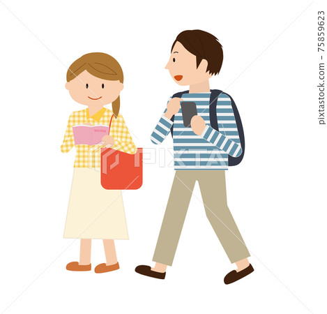 A guidebook, a pair of men and women looking at a map on a smartphone (spring) A guidebook, a pair of men and women looking at a map on a smartphone (spring) 75859623