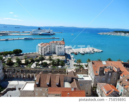 At the top of the bell tower of Diocletian's Palace and St. Domnius Cathedral At the top of the bell tower of Diocletian's Palace and St. Domnius Cathedral 75859891