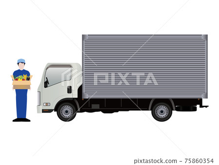 Truck and deliveryman 75860354
