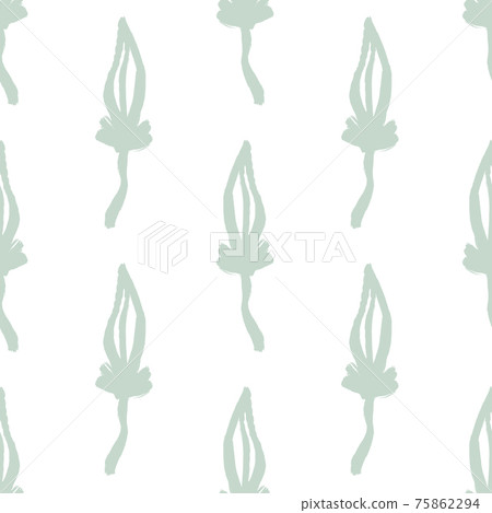 Isolated seamless nature floral seamless pattern with blue contoured leaves print. White background. Isolated seamless nature floral seamless pattern with blue contoured leaves print. White background. 75862294