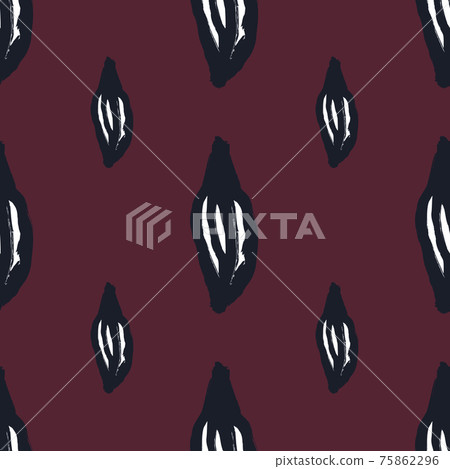 Dark leaves silhouettes print seamless doodle pattern. Maroon background. Botanic nature backdrop. Dark leaves silhouettes print seamless doodle pattern. Maroon background. Botanic nature backdrop. 75862296