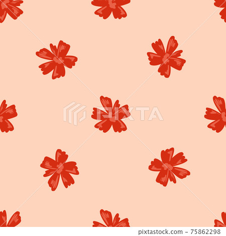 Decorative seamless doodle pattern with red colored flower buds shapes. Pastel pink background. Decorative seamless doodle pattern with red colored flower buds shapes. Pastel pink background. 75862298