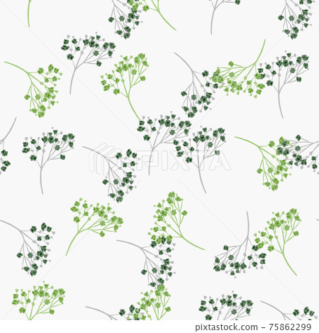 Creative seamless pattern with blue and green colored gypsophila ornament. Isolated floral backdrop. Creative seamless pattern with blue and green colored gypsophila ornament. Isolated floral backdrop. 75862299