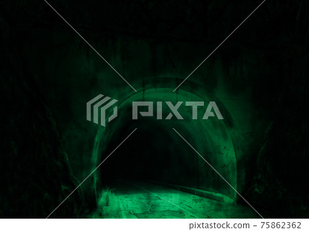 Cracked abandoned tunnel green Cracked abandoned tunnel green 75862362