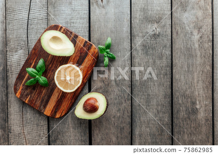 Healthy eating concept flat lay. Mediterranean diet, food on wooden background Healthy eating concept flat lay. Mediterranean diet, food on wooden background 75862985