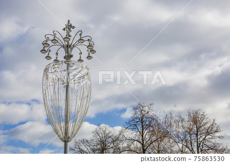 Vintage iron street lamp in the daytime 75863530