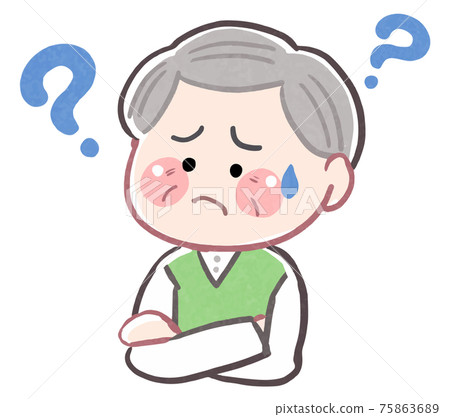 Elderly, grandpa (troublesome face) Elderly, grandpa (troublesome face) 75863689
