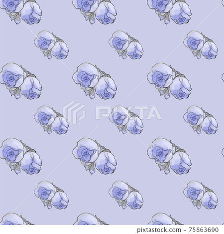 Seamless pattern of blue roses Seamless pattern of blue roses 75863690