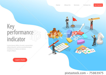 Key performance indicator flat isometric vector landing page template. Key performance indicator flat isometric vector landing page template. 75863975