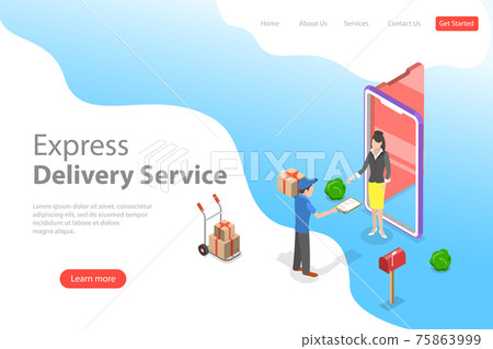 Isometric flat vector landing page template of... - Stock Illustration ...