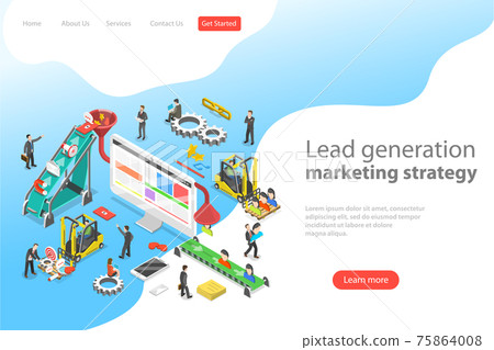 Isometric flat vector concept of lead generation strategy. Isometric flat vector concept of lead generation strategy. 75864008
