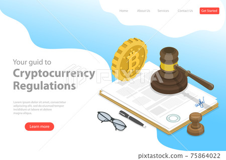 Isometric flat vector landing page template of regulation of cryptocurrency. Isometric flat vector landing page template of regulation of cryptocurrency. 75864022