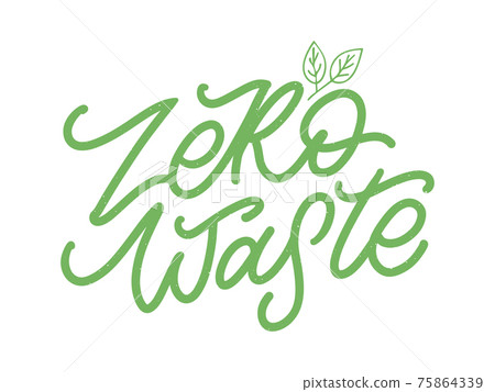 Concept Zero Waste handwritten text title sign. Vector illustration. 75864339