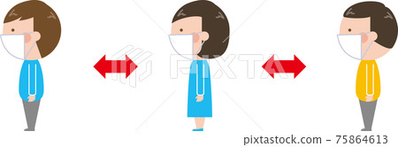 Illustrations of people lined up with a social distance Illustrations of people lined up with a social distance 75864613
