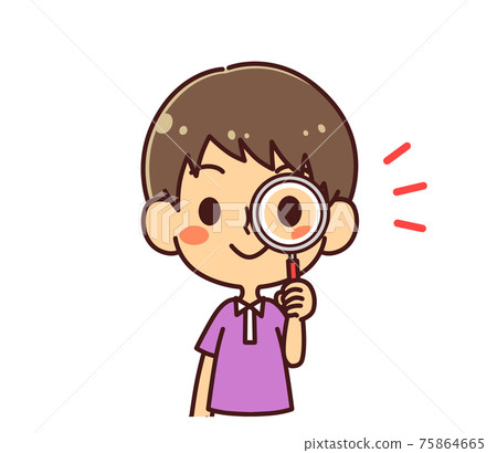 Boy magnifying glass illustration material - Stock Illustration ...