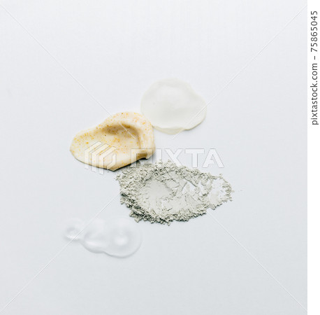 Textures from cosmetics and powder. Body Scrub. Smears on the table 75865045