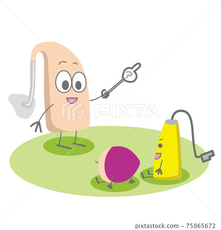 Illustration of a hearing aid character teaching Illustration of a hearing aid character teaching 75865672