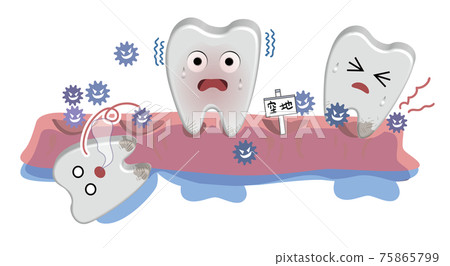 Semi-three-dimensional dental care illustration-Periodontal disease invades the periodontal disease 75865799