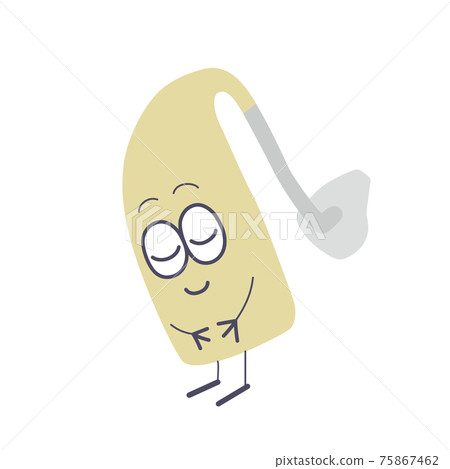 一個助聽器角色在耳朵上方鞠躬的插圖 75867462