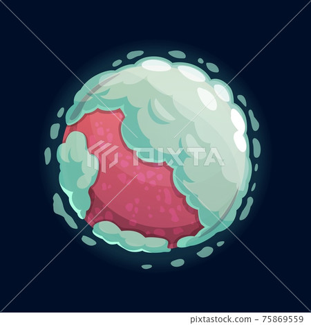 Pink cartoon planet in airy clouds at outer space Pink cartoon planet in airy clouds at outer space 75869559