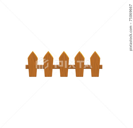 Rural fence of wood, horse barrier realistic icon 75869667