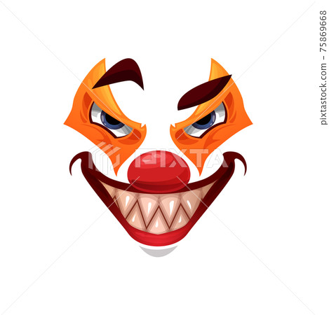 Scary clown face vector icon, Halloween funster Scary clown face vector icon, Halloween funster 75869668