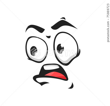 Cartoon grumble face, vector emoji, growl feelings Cartoon grumble face, vector emoji, growl feelings 75869723
