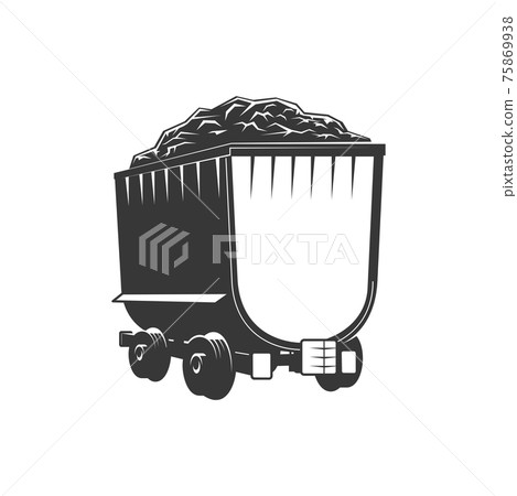 Mining railroad trolley with coal or rock isolated 75869938