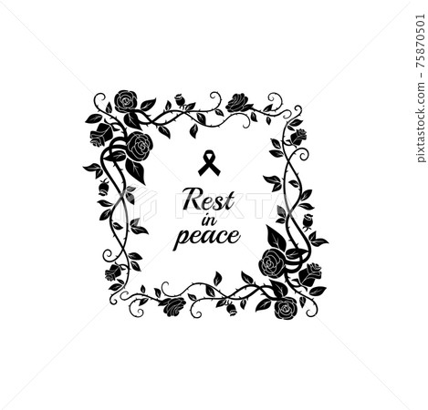 Deceased memory inscription, RIP and floral frame 75870501