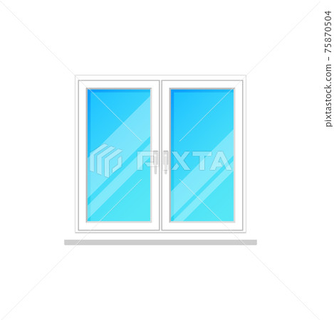 Window, glass frame without curtain, white plastic Window, glass frame without curtain, white plastic 75870504