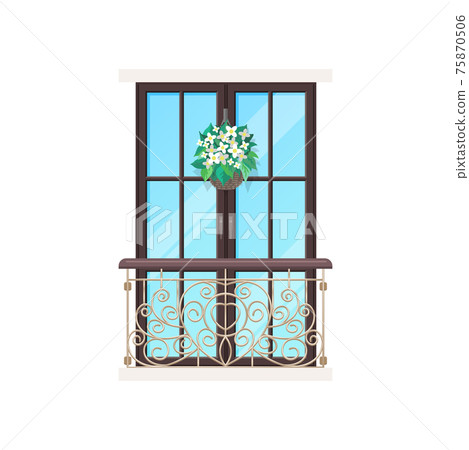 Balcony, house window facade or building porch Balcony, house window facade or building porch 75870506