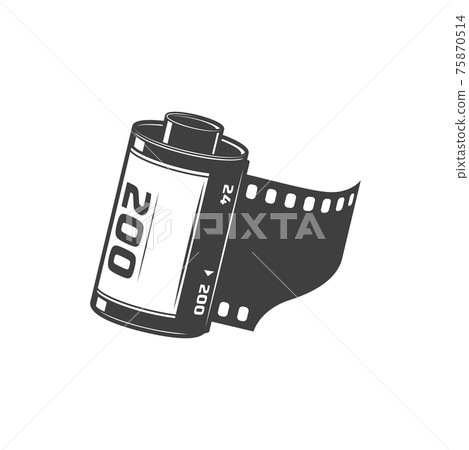 Movie or photo tape isolated filmstrip reel icon 75870514