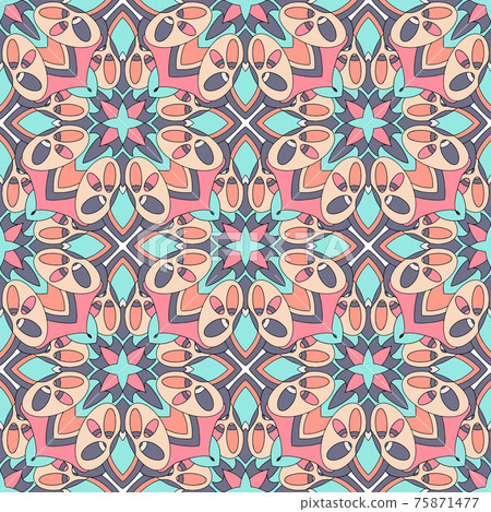 Geometric traditional pattern, outline hand drawn style Geometric traditional pattern, outline hand drawn style 75871477