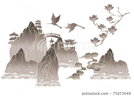 亞洲風景矢量插圖集 亞洲風景矢量插圖集 75871649