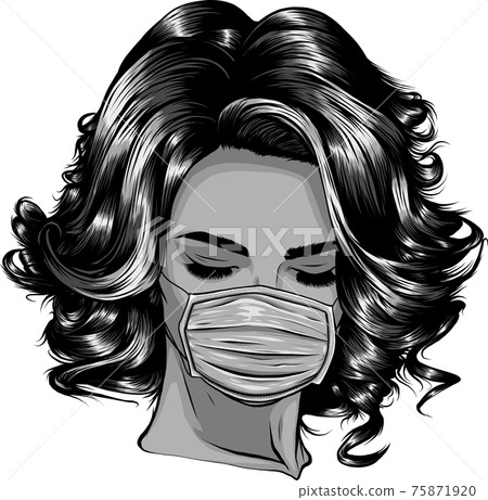 design of Woman wearing disposable medical surgical face mask. design of Woman wearing disposable medical surgical face mask. 75871920