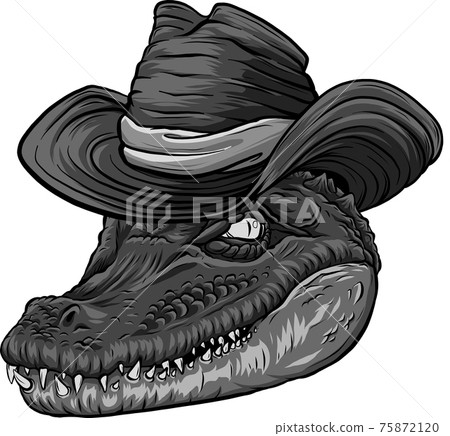 design of ferocious alligator head with hat 75872120